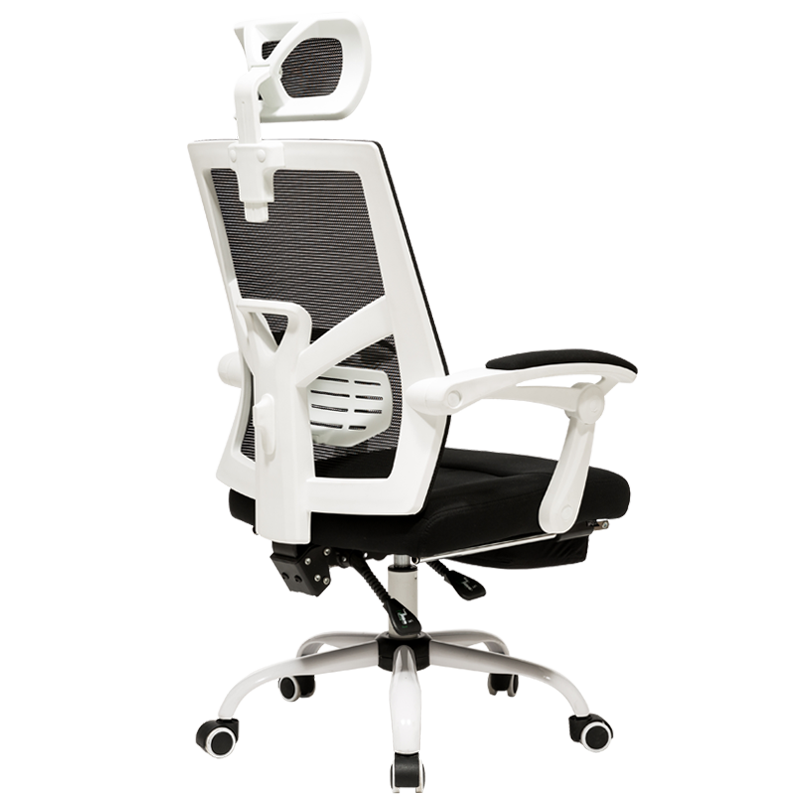 八九间电脑椅电竞椅办公椅子老板椅人体工学椅靠背家用可躺旋转572W系 活动头枕-白框黑网-无搁脚版