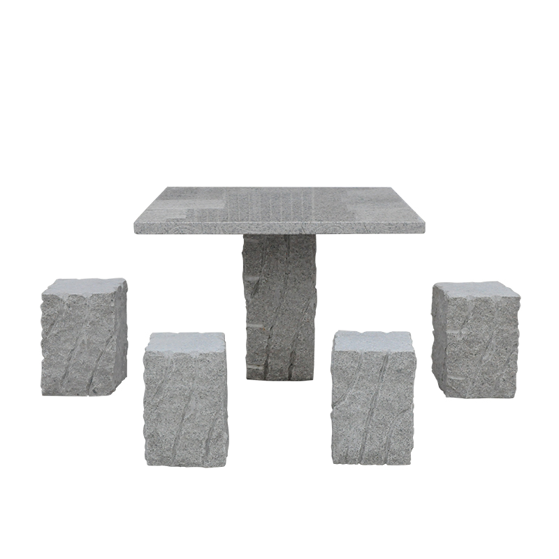 欧芳庭户外家具 凉亭花园庭院方形花岗岩大理石石桌方桌方台石凳石椅方凳 别墅桌椅 石头桌椅户外公园桌椅 一桌四凳(90CM方桌)