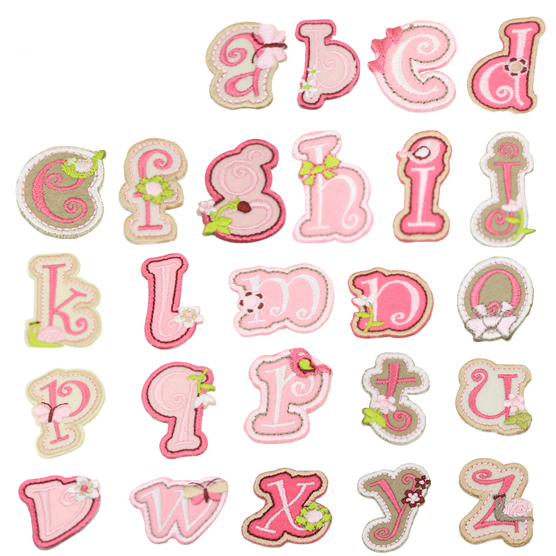 fastso尚透社 bt113 卡通小写字母布贴粉色小号衣服破洞补丁贴羽绒服