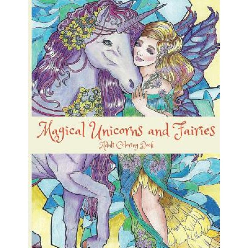 预订 magical unicorns and fairies: adult coloring.