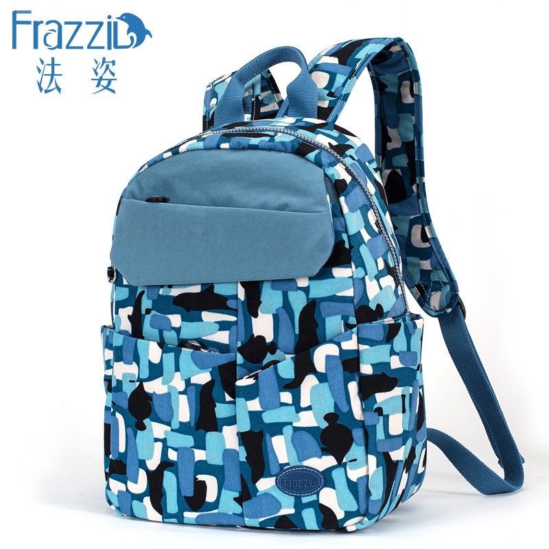 法姿(frazzil)新款休闲双肩包印花轻便尼龙书包背包双肩潮包女 1090 