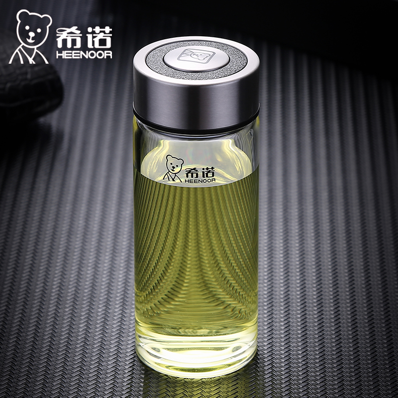 希诺（HEENOOR）希诺单层玻璃杯男女加厚泡茶水杯大容量便携水晶杯便携车载杯6017 透明本色 XN-6017 530ML【带滤网】