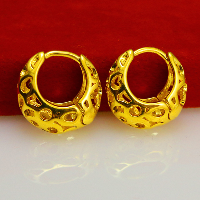 fcfk珠宝黄色金耳环女款镂空款耳饰妈妈首饰品仿金饰品复古老人耳饰送