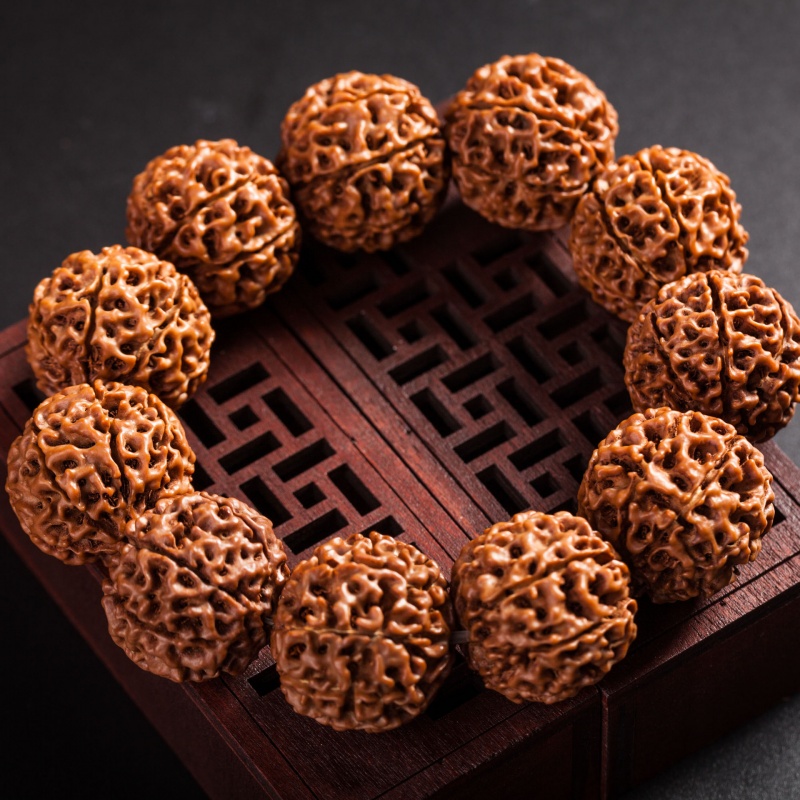 冰珂晶石金刚菩提原籽菩提子手串佛珠手链六七八瓣印尼大解压矮桩爆肉红皮 精挑7瓣2.2 11颗男士