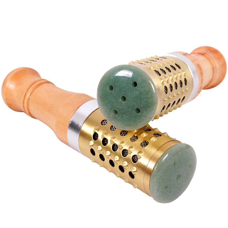 天霖 玉石温灸棒面部眼部艾灸棒温灸器具艾柱艾段可拆卸随身灸 玉石棒+59粒艾柱+穴位图