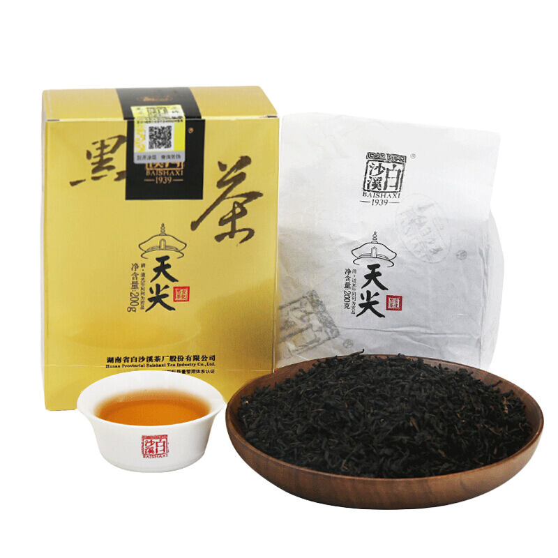 白沙溪 安化黑茶 茶叶 天尖茶 直泡散茶 盒装 200g