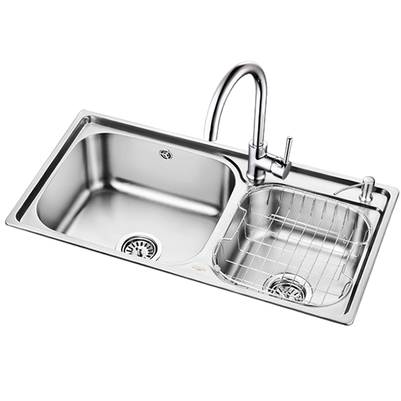 欧琳（OULIN）水槽双槽洗菜盆水盆套装 厨房304不锈钢洗碗槽76420 配精铜龙头(760*420)