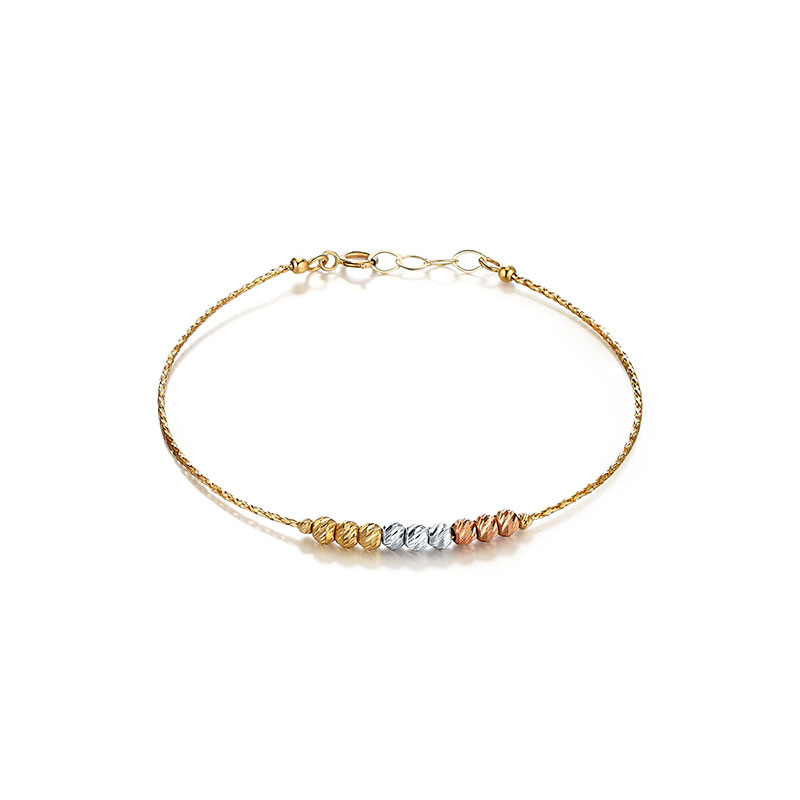 花蜜礼物  18k金 三色转运珠手链