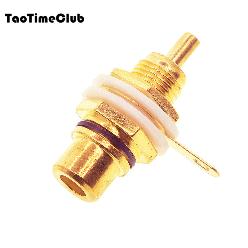 taotimeclub 镀金色莲花母座av莲花插头 rca莲花母插座音频音响功放