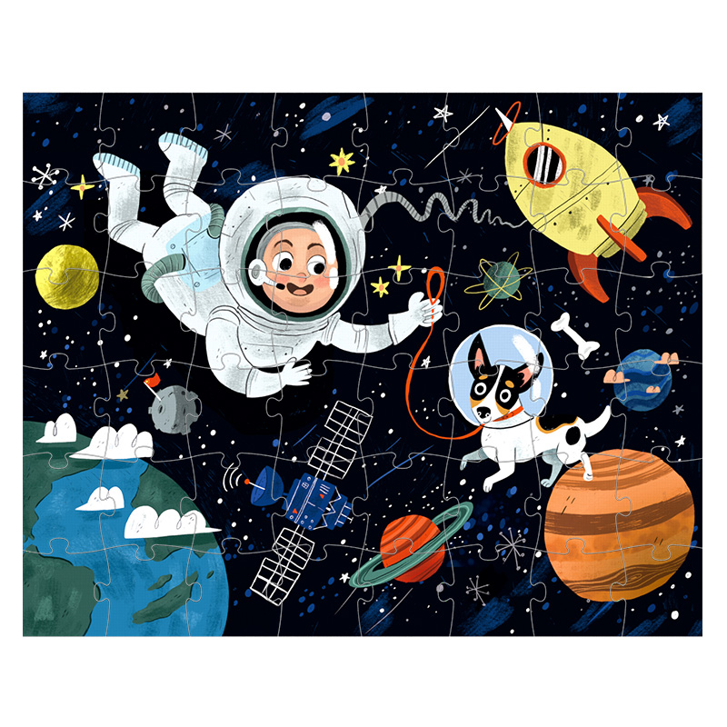 艺术拼图大师-遨游太空-48片儿童大块故事拼图3-6岁益智桌面游戏玩具礼盒截图