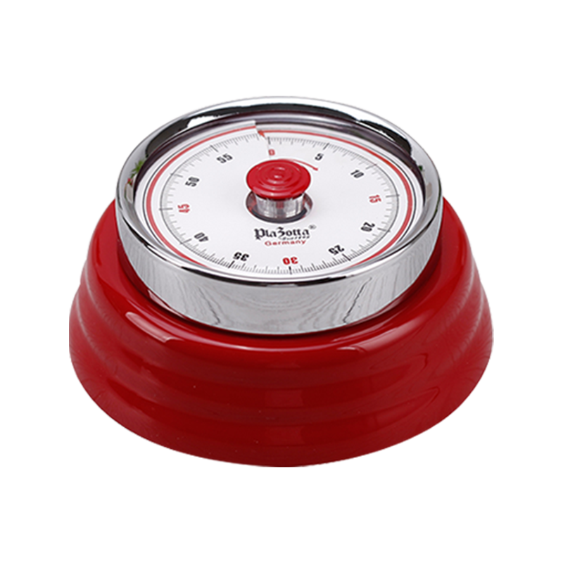 德国plazotta 磁吸计时器静音 厨房机械式定时器 学生提醒计时器 机械时钟 计时器多通道 红色