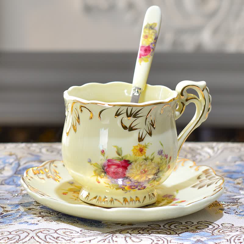 友来福 欧式咖啡杯套装 创意陶瓷英式咖啡杯碟 下午茶茶具 花海杯碟