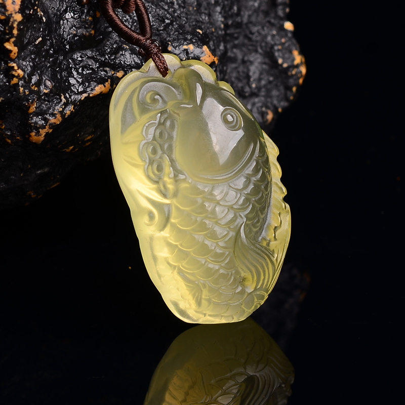 慈灵阁黄水晶文昌鱼吊坠学生礼物礼盒状元笔金榜题名挂件学生礼物饰品