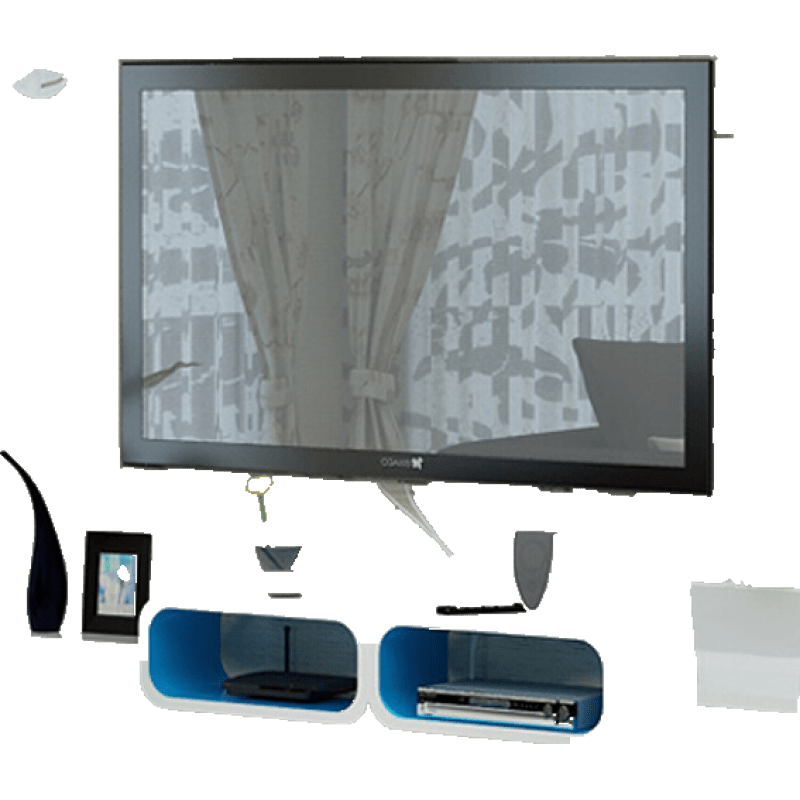 【钢琴烤漆 现货速发】墙上机顶盒置物架客厅电视背景墙装饰架墙壁隔板卧室墙面壁挂电视柜 C200-套餐N
