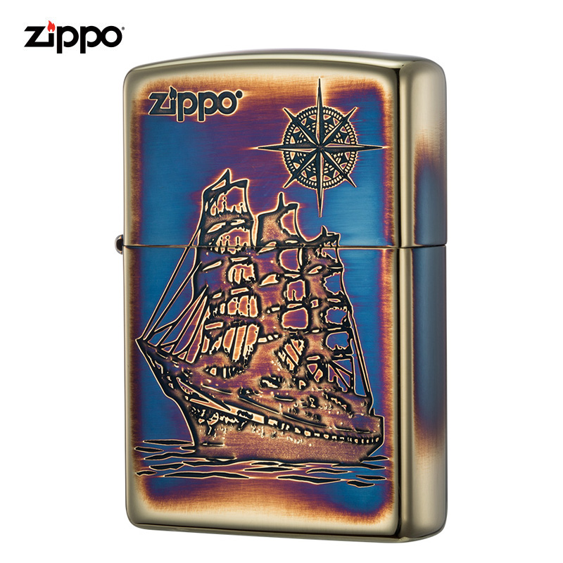 ZIPPO官方旗舰店正品煤油打火机zippo原装 一帆风顺熏金告白礼物送男友 一帆风顺-熏金 通用套装(含棉线)