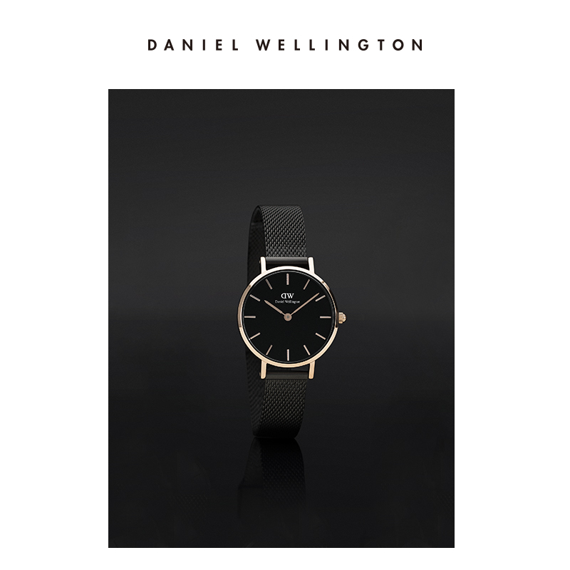 丹尼尔惠灵顿（DanielWellington）[部分爆品5折]DW手表女摩登石英女士手表欧美腕表 生日礼物送女友 28MM银色边黑盘DW00100246