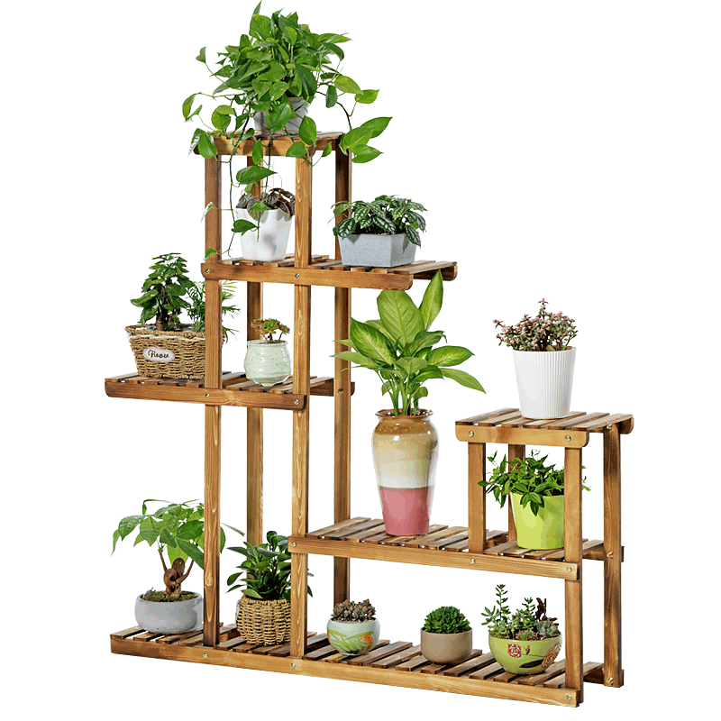 木马人(MUMAREN)阳台实木花架多层室内实木花架子客厅木质落地多肉花盆架户外花架 007款