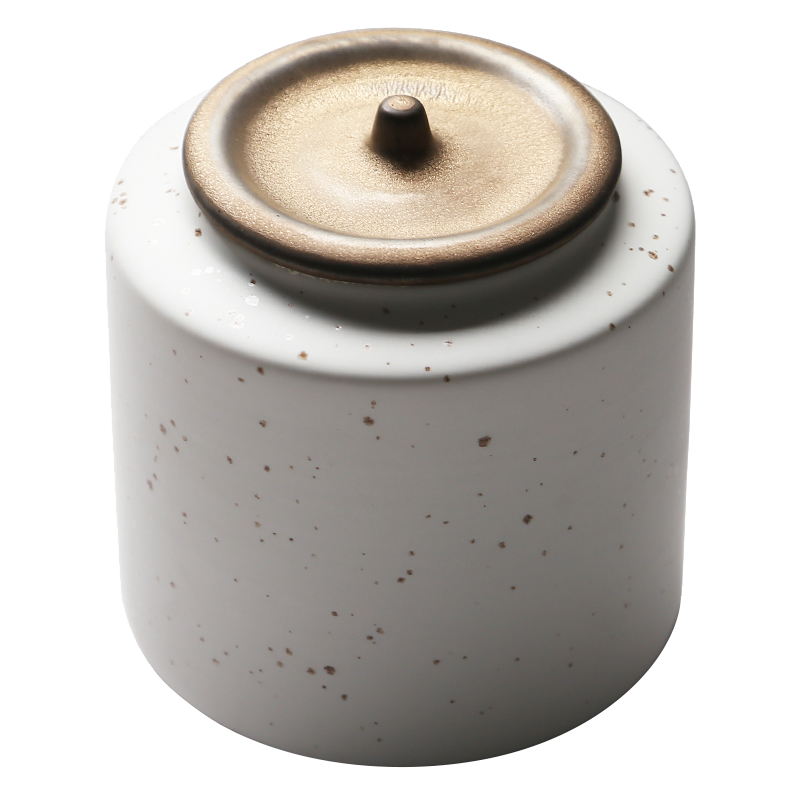 苏氏陶瓷（SUSHI CERAMICS）茶叶罐时尚亚光铁锈茶具配件（白） 33元