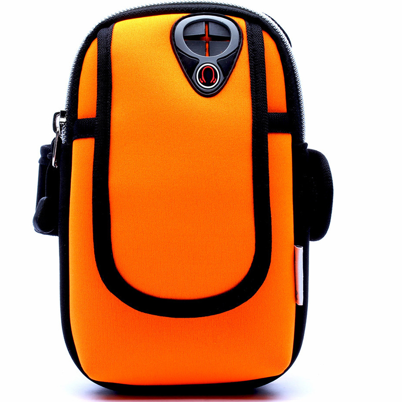 户外运动手臂包 户外跑步运动手机保护臂袋登山包臂套手机旅游臂带手包 活力橙 大号(5英寸-6.3英寸)