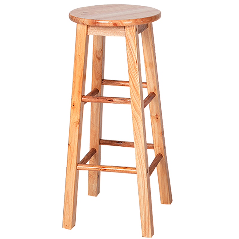 田门前 实木凳子吧台凳高脚凳圆凳加固型家用简约高椅子酒吧凳吧凳实木吧椅原木高脚凳 加固型 高50厘米