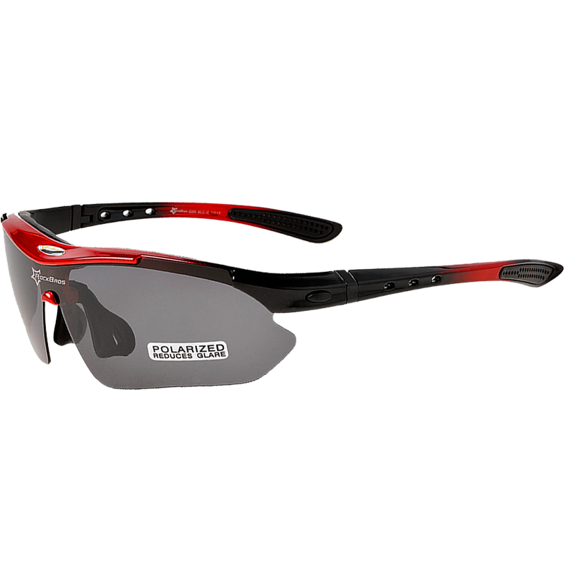 洛克兄弟（ROCKBROS）骑行眼镜偏光变色近视男女户外运动跑步防风沙自行车装备 （5镜片 偏光）经典款中红