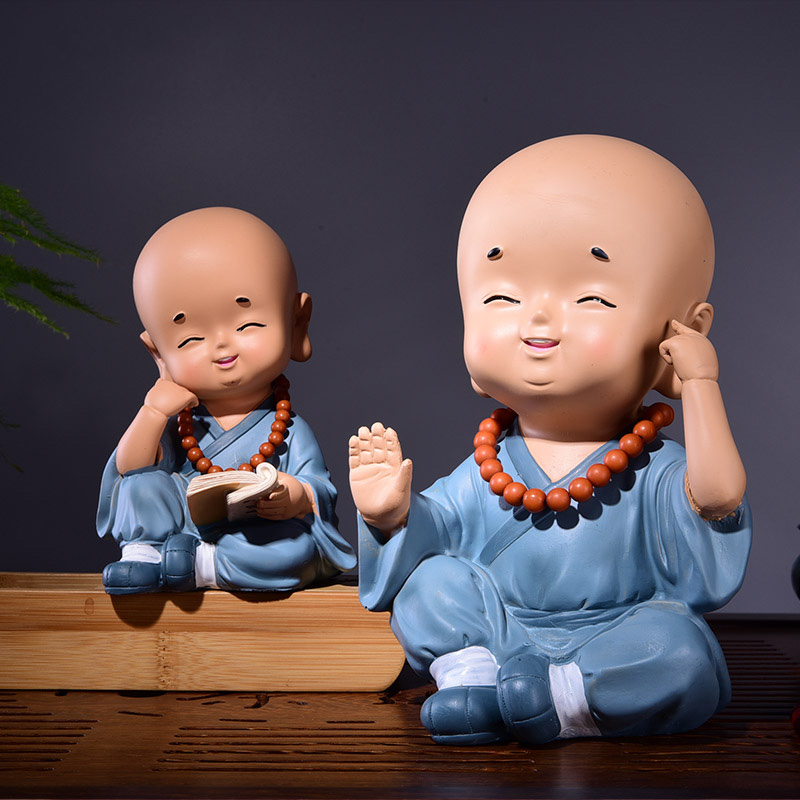 可爱小和尚摆件禅趣小僧小佛茶道茶室茶几摆设 新中式家居装饰品 客厅
