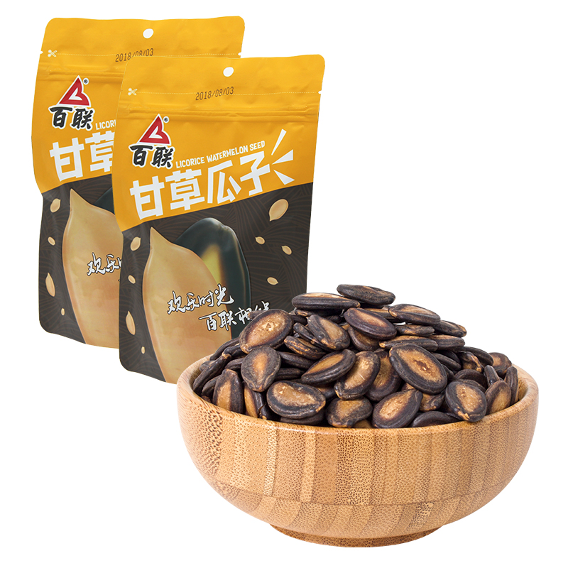 百联 甘草味 西瓜子黑瓜子180g/袋*2 坚果炒货 休闲食品 年货零食