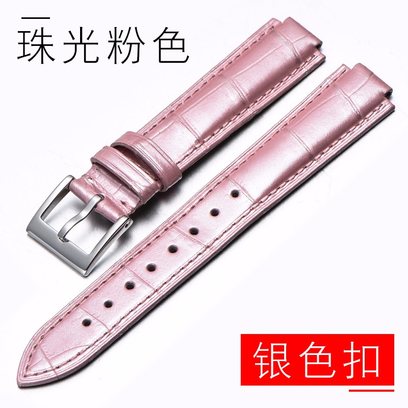 皮表带彩色适配原装卡地亚蓝气球表带男真皮山度士手表带女针扣款式