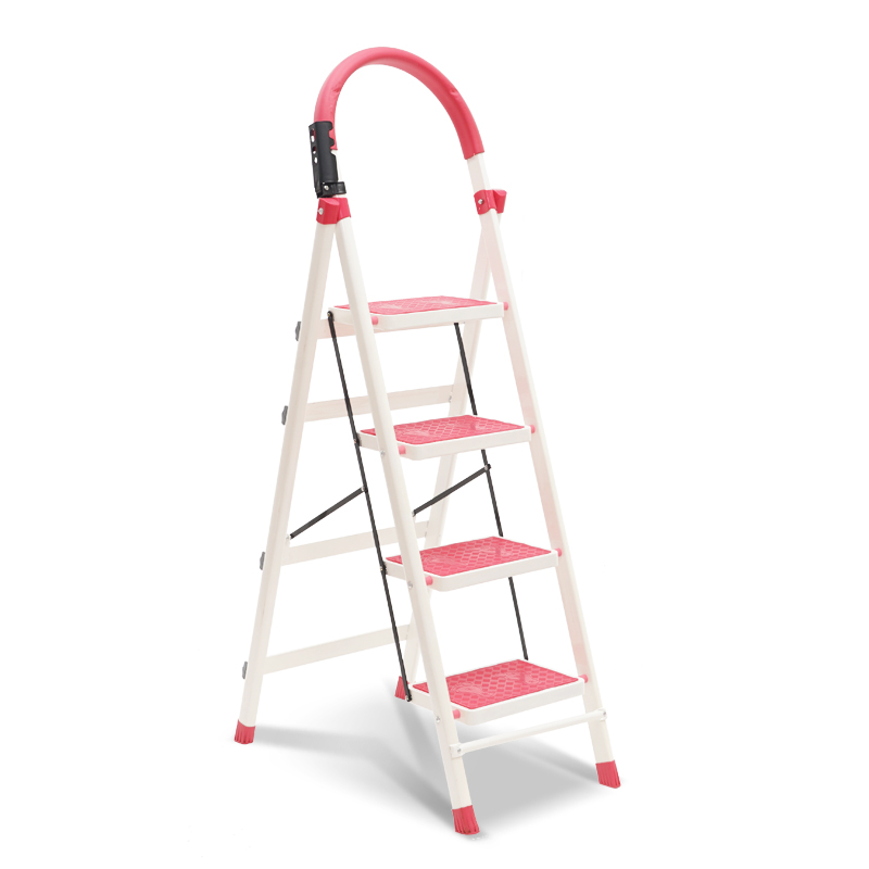 可米熊 家用折叠梯子室内人字梯步梯爬梯加厚多功能扶梯 蓝白色六步