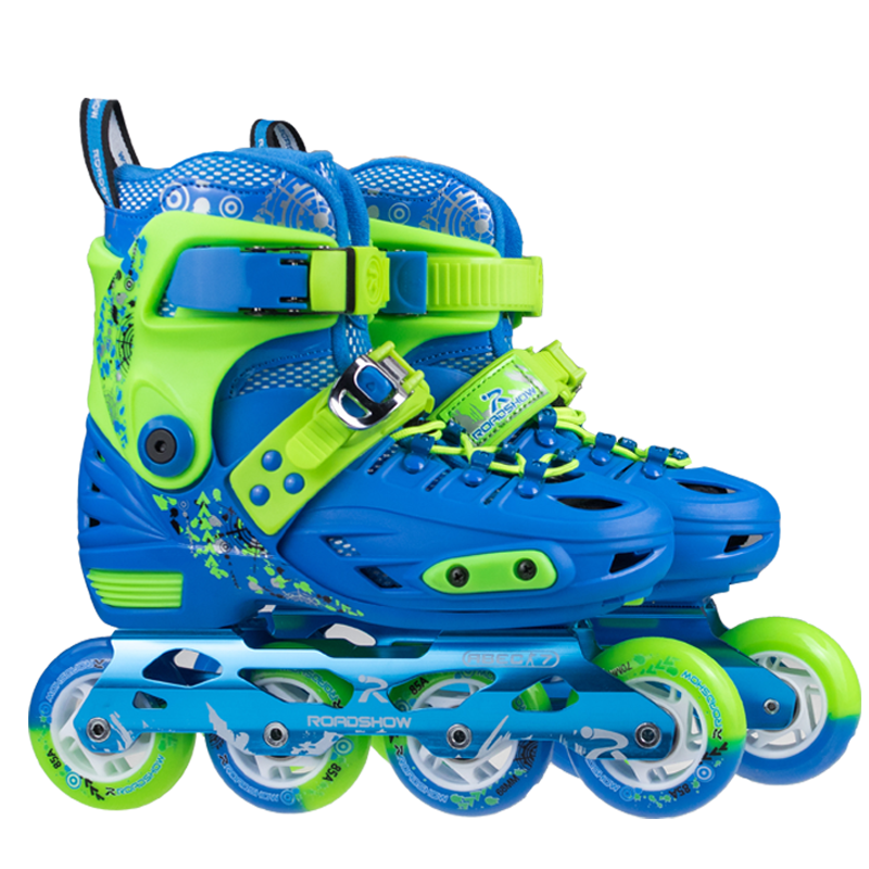 乐秀（ROADSHOW）RX1S轮滑鞋儿童溜冰滑冰鞋可调节初学者旱冰鞋男女童专业滑轮鞋 蓝绿原厂套装 M中码(32-35适合4-8岁)