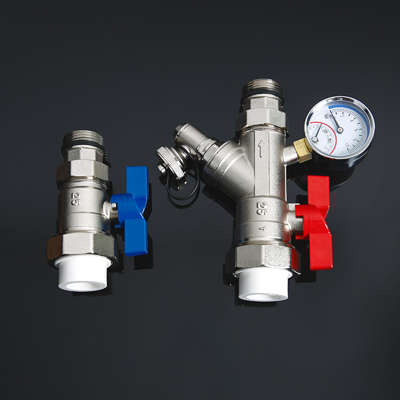 奥享(woesom)地暖分水器自动排气排水角式直式过滤球阀铝塑温控面板泄