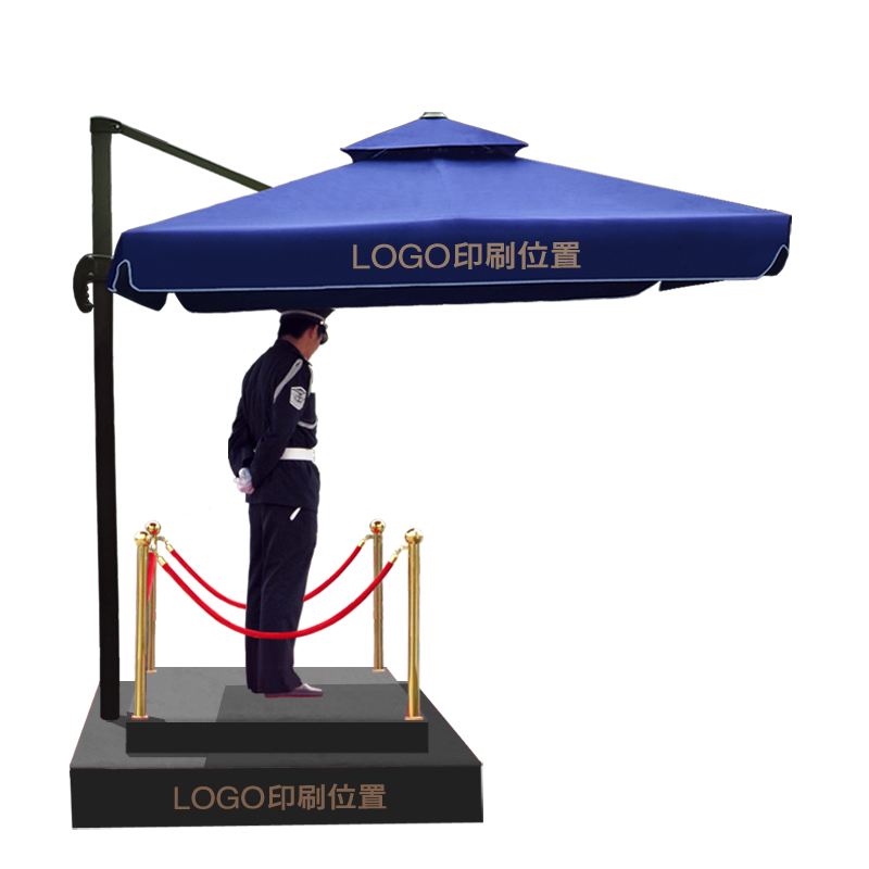 欧芳庭 保安岗亭户外遮阳伞 庭院伞罗马伞 遮阳伞户外 销售中心形象岗台站台 物业小区门卫 保安岗亭伞 2.1米伞【配1.2米双层站台】