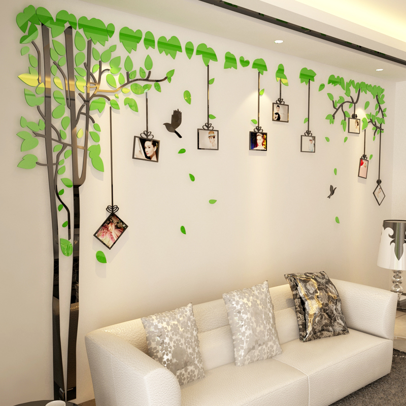 祺匠屋 3d立体照片墙贴画沙发墙亚克力相框树贴片自粘客厅电视背景墙