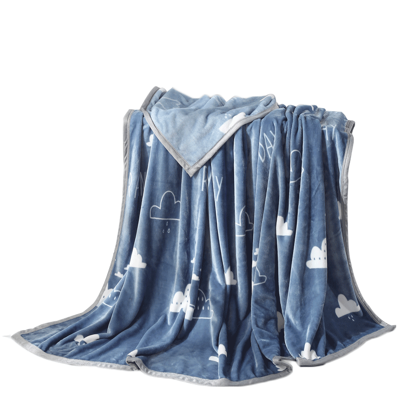 南极人毛毯家纺：法兰绒珊瑚绒毯子空调毯办公室午睡四季盖毯，时尚天空100*140cm