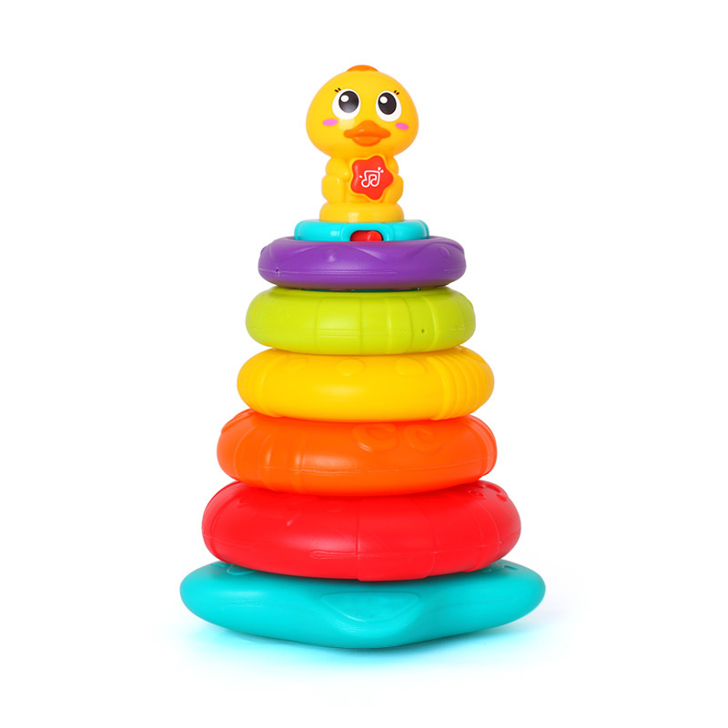汇乐897彩虹叠叠鸭宝宝玩具套圈叠叠乐幼儿益智音乐声光儿童玩具鸭