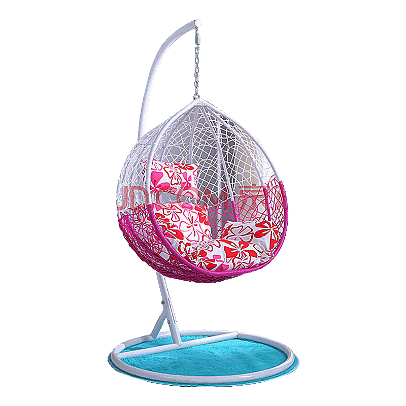 梦忆笙吊椅室内吊篮单人客厅摇椅藤椅阳台桌椅秋千床 粉白吊椅+大礼包