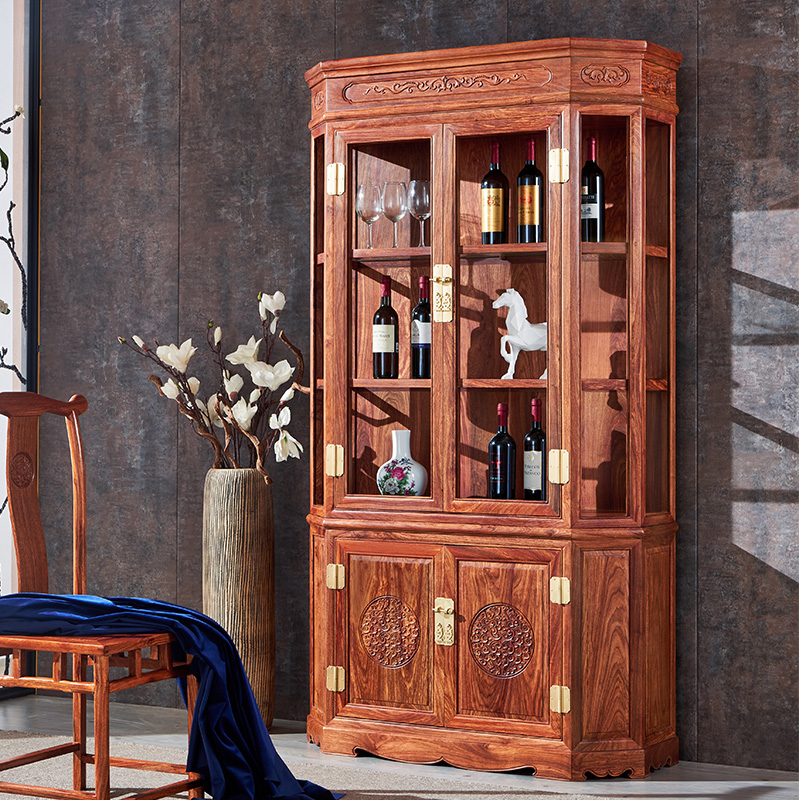 家具学名新中式酒柜收纳储物柜全实木酒柜靠墙