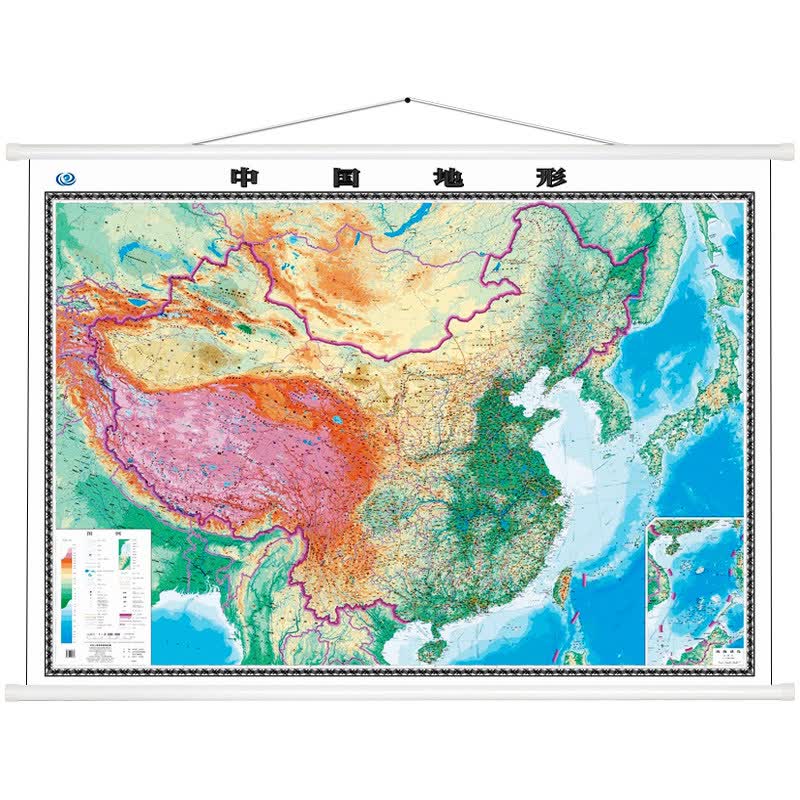 2024中国地形图地图挂图 地势地貌挂绳挂图 1.5米x1.