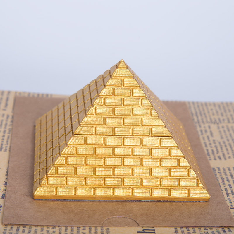 盛装舞步古埃及金字塔风水考古模型摆件首饰盒装饰斜度52° 9cm塔 新款 金色 小号（斜度52）