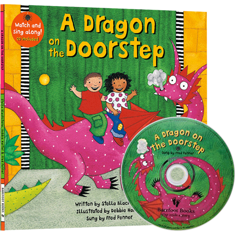 A Dragon on the Doorstep 台阶上的恐龙 英文原版儿童绘本 Barefoot Books 廖彩杏有声书单 附CD 常青藤爸爸推荐 边听边学 亲子教育互动启蒙学