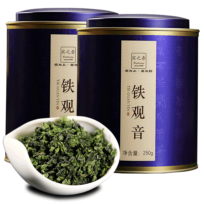 宾之香新茶特级铁观音 乌龙茶叶产自安溪1725 兰花香浓香型罐装礼盒500g