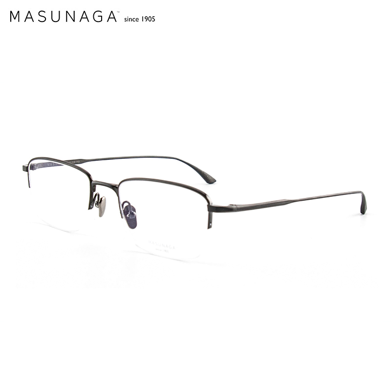MASUNAGA 增永眼镜框男女潮流轻商务日本手工制作 方框钛材质远近视光学眼镜架MIES #39 黑色 50mm