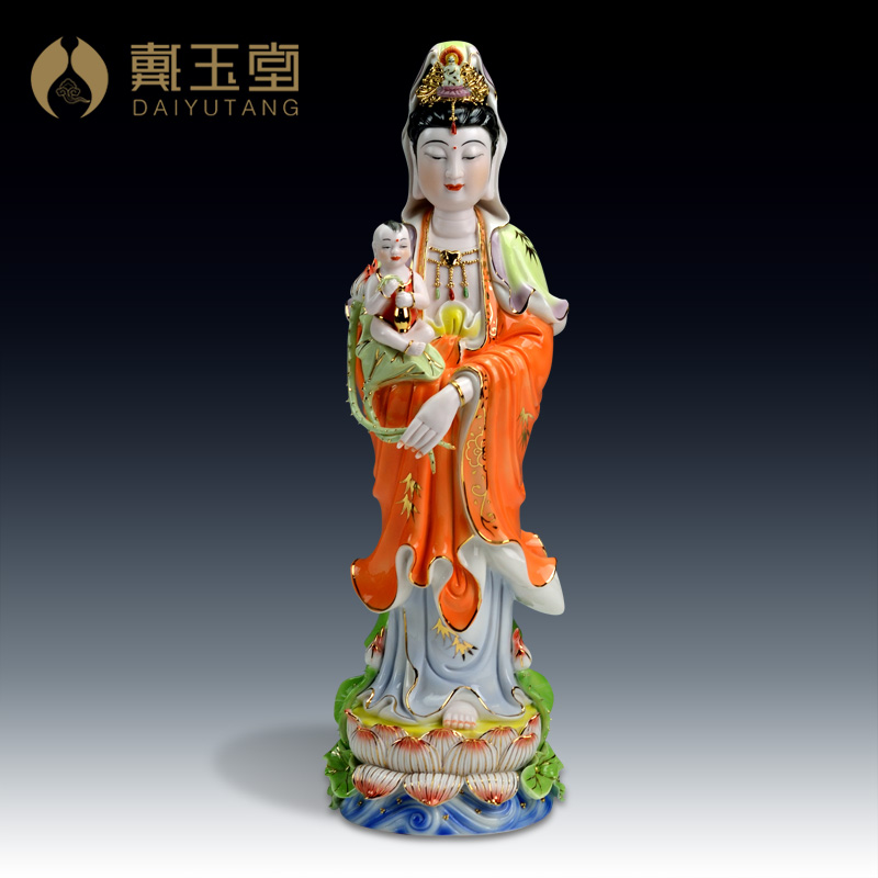 戴玉堂《送子观音》菩萨佛像摆件陶瓷求子娘娘摆件大慈大悲的观世音站