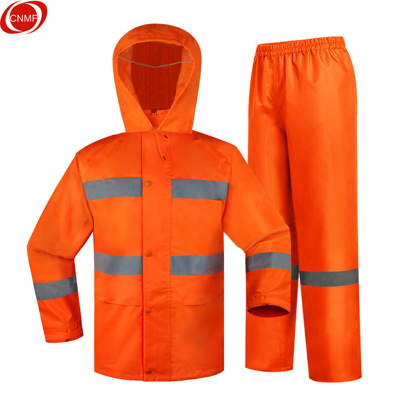 谋福 CNMF 9291 分体雨衣雨裤套装  环卫保洁服道路铁路施工工作服 YGC01 橙色 185(4XL)可定制
