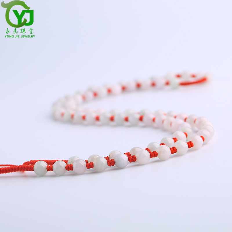 永杰珠宝 【七夕情人节礼物】翡翠玉石玉项链玉珠挂绳手工编织挂链玉器玉挂绳毛衣链男女款礼物带证书 翡翠米珠油青蓝绳