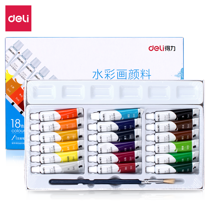 ����(deli)18ɫ5mlˮ��������װ��������ר�ñ�Яѧ����ͯ���ż��滭�ʻ���װɫ���ľ�73860��ʥ�����������д��