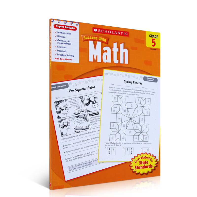教辅教材 scholastic success with math 5 学乐必赢系列