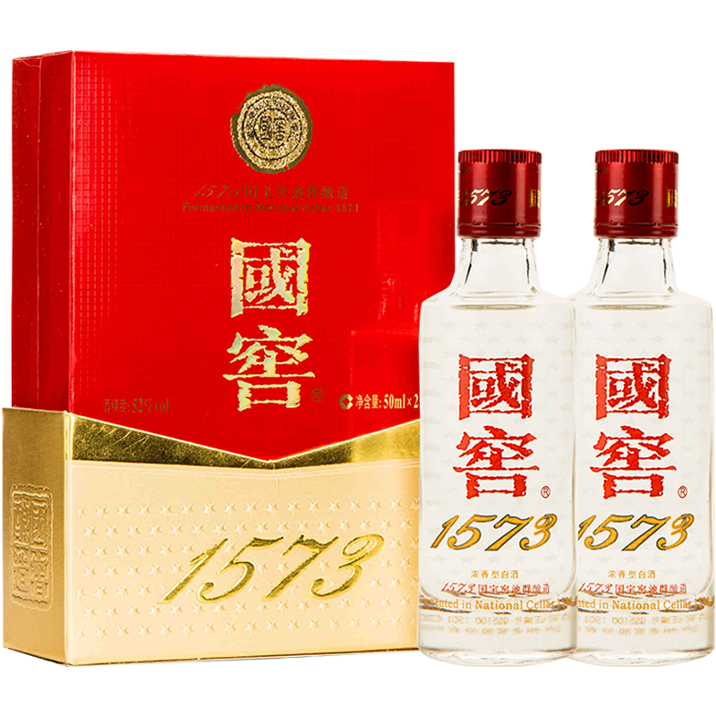 国窖1573 泸州老窖 国窖1573 浓香型白酒 52度50ml*2瓶 礼盒装(防伪查询随机附带)