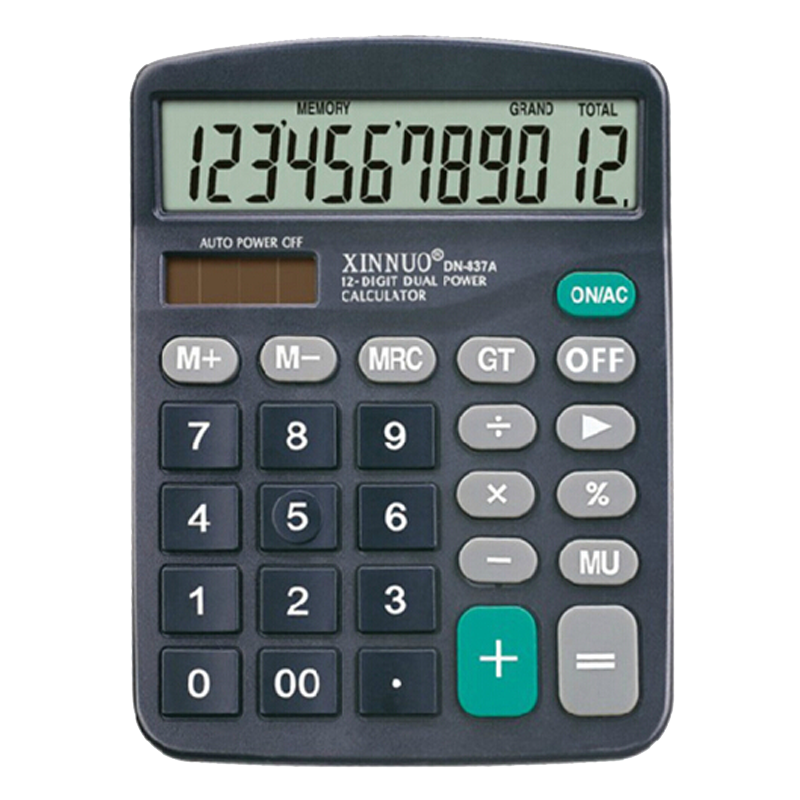 红鑫文具 837A便携实用办公理财计算器 双电源12位显示太阳能大屏幕信诺计算机