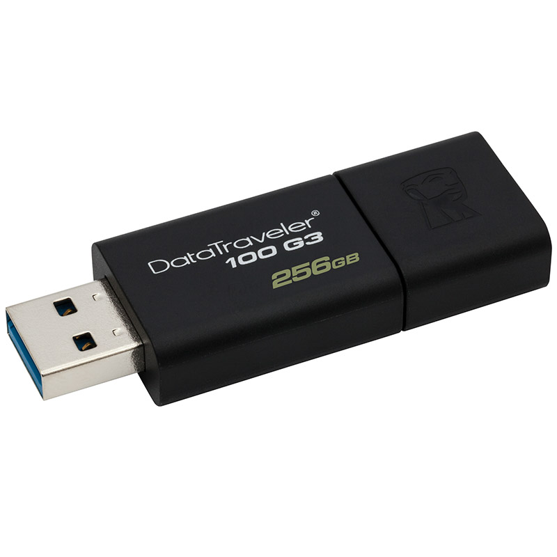 金士顿（Kingston）256GB USB3.0 U盘 DT100G3 读速130MB/s 黑色 滑盖设计 时尚便利